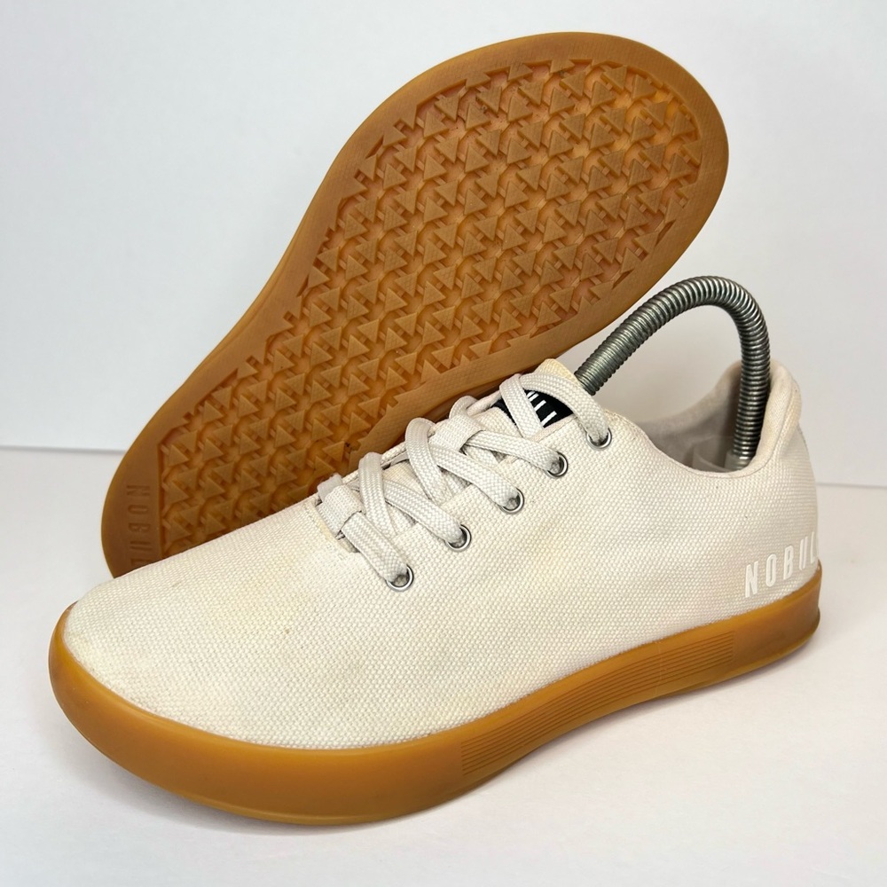 NOBULL Cream Canvas Sneakers with Gum Sole